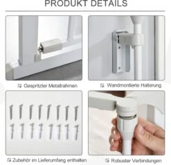 PawHut Afschermhek Voor Honden Veiligheidshek Hondenhek 3 Elementen Kunststof Wit D06-100V01 -Hondenartikelen Serie Winkel 1200x1156 9