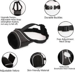 Merkloos Hoog Kwaliteit Muilkorf Met Bedrukt Patroon - Muilkorf Hond - Hondensnuit - Anti Blaf En Bijt - Voor Kleine En Grote Honden Maat M Zwart Reflecterend -Hondenartikelen Serie Winkel 1200x1160 9