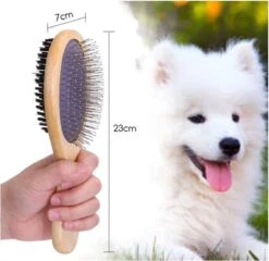 Merkloos Nobleza Dierenborstel - Hondenborstel - Kattenborstel - Tweezijdig - Dubbelzijdig - Hout - Maat L -Hondenartikelen Serie Winkel 1200x1166 8