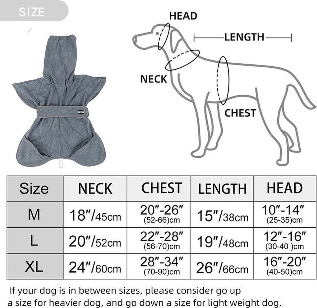 Super Absorberende Honden Badjas Grijs Maat L 8 Super Absorberende Honden Badjas Grijs Maat L - Afbeelding 6