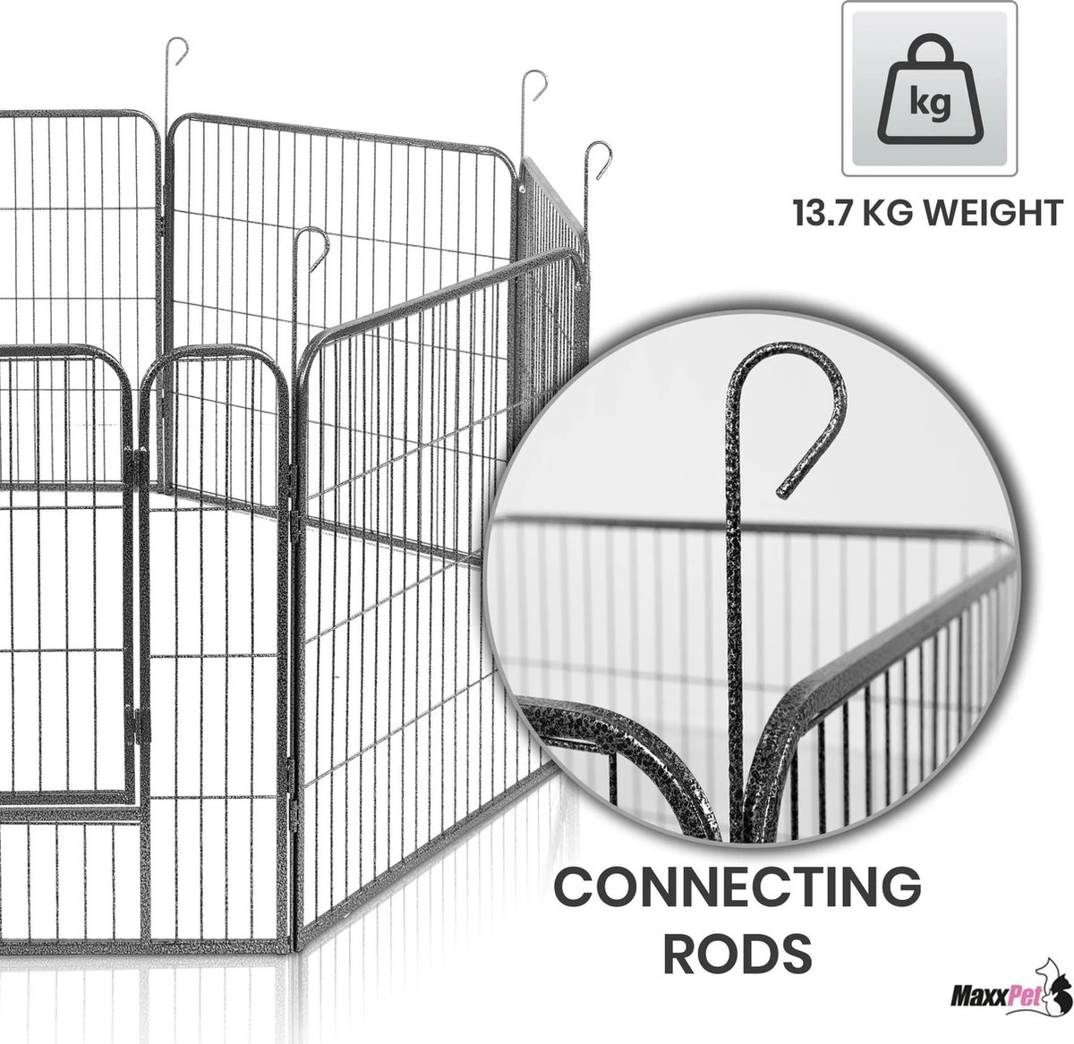 MaxxPet Puppyren - Hondenbench - Hondenren- Puppyren Met 8 Kennelpanelen - Staal -80 X 80 Cm Ø 210 Cm 4 MaxxPet Puppyren - Hondenbench - Hondenren- Puppyren Met 8 Kennelpanelen - Staal -80 X 80 Cm Ø 210 Cm - Afbeelding 2