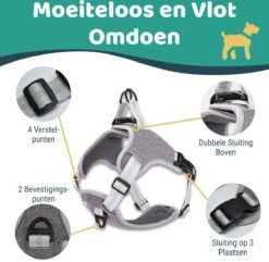 Mmoods Hondentuigje Grijs - Anti-Trek Tuig Voor Puppy's - Hondenharnas Voor Kleine Honden - Reflecterende Halsband Hond - Hondenhalsband Maat S -Hondenartikelen Serie Winkel 1200x1169 18