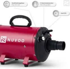 Nuvoo Professionele Hondenföhn / Waterblazer / Hondenborstel Met 3 Opzetstukken - Verstelbare Vermogen Tot 2200W - Warme / Koude Stand - Rood -Hondenartikelen Serie Winkel 1200x1172 8