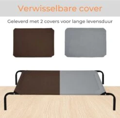 Hondenbed - Hondenstretcher - Honden Ligbed - Inclusief 2 Overtrekhoezen - XL - 110x68cm - Grijs En Koffie -Hondenartikelen Serie Winkel 1200x1182 5