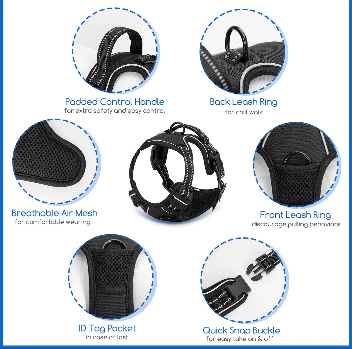 Nobleza 42ZHW - Hondenharnas - Hondentuigje - Anti Trek - S - Zwart 5 Nobleza 42ZHW - Hondenharnas - Hondentuigje - Anti Trek - S - Zwart - Afbeelding 3