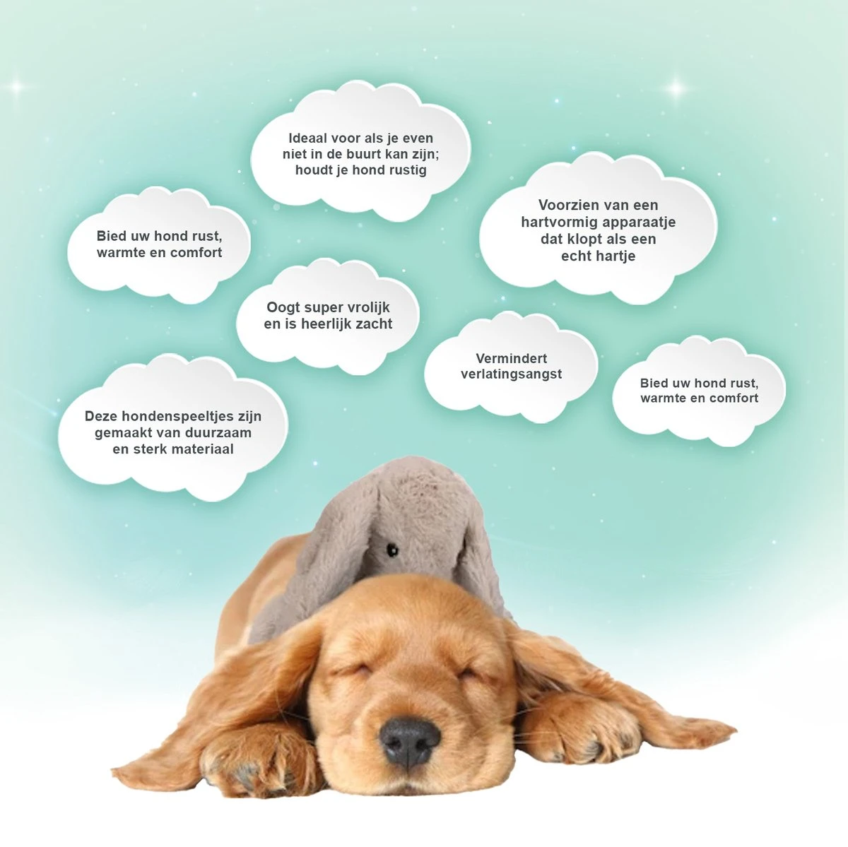 Cozy Dog Bunny Hondenknuffel – Knuffel Hond Met Hartslag – Hondenspeelgoed Vermindert Verlatingsangst – Biedt Rust, Warmte En Comfort – Bruin – Speciaal Voor Puppy's 4 Cozy Dog Bunny Hondenknuffel – Knuffel Hond Met Hartslag – Hondenspeelgoed Vermindert Verlatingsangst – Biedt Rust, Warmte En Comfort – Bruin – Speciaal Voor Puppy's - Afbeelding 2