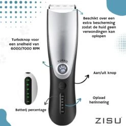 Hondentondeuse - Hondentrimmer - Dieren Tondeuse - Draadloos - 4 Opzetkammen - INCLUSIEF SNACKJE - Zwart -Hondenartikelen Serie Winkel 1200x1200 1033