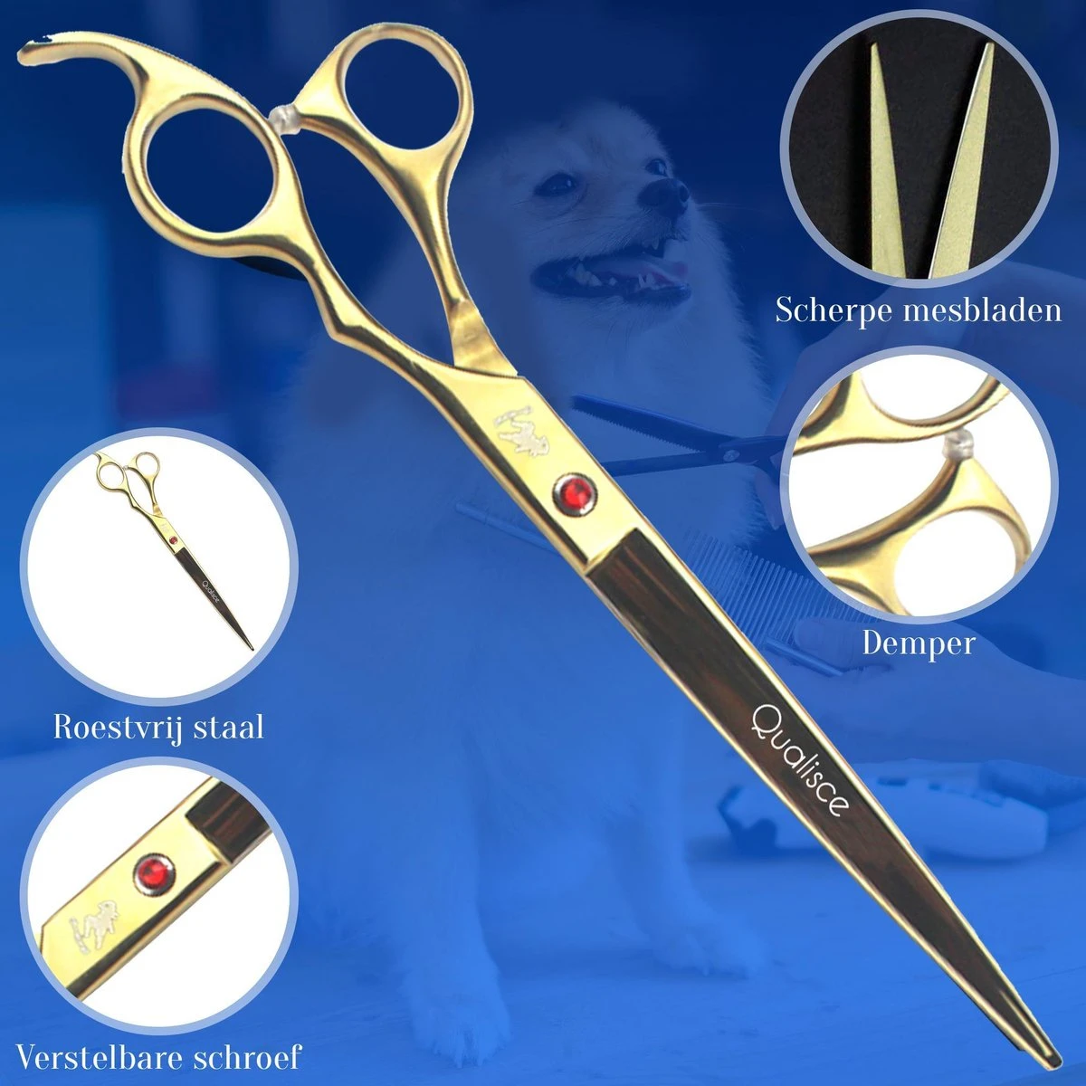 Scharenset Hond - 8-Delige Scharenset - Hondenschaar - Trimset - Trimschaar Voor Honden - Huisdier Knipset - Effileerschaar Hond - Goud 9 Scharenset Hond - 8-Delige Scharenset - Hondenschaar - Trimset - Trimschaar Voor Honden - Huisdier Knipset - Effileerschaar Hond - Goud - Afbeelding 7