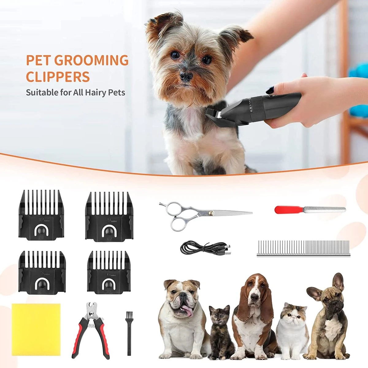 Merkloos Hondentondeuse, Hundeschermaschine / Dog Clippers - Dierenhaartrimmer, Hondentondeuse Kit Hond Verzorging 6 Merkloos Hondentondeuse, Hundeschermaschine / Dog Clippers - Dierenhaartrimmer, Hondentondeuse Kit Hond Verzorging - Afbeelding 4