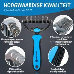Woodoro 2-Zijdige Kattenkam Voor Ondervacht - Voorkomt Haaruitval - Verwijdert Klitten -Hondenartikelen Serie Winkel 1200x1200 1349