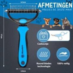 Woodoro 2-Zijdige Kattenkam Voor Ondervacht - Voorkomt Haaruitval - Verwijdert Klitten -Hondenartikelen Serie Winkel 1200x1200 1352
