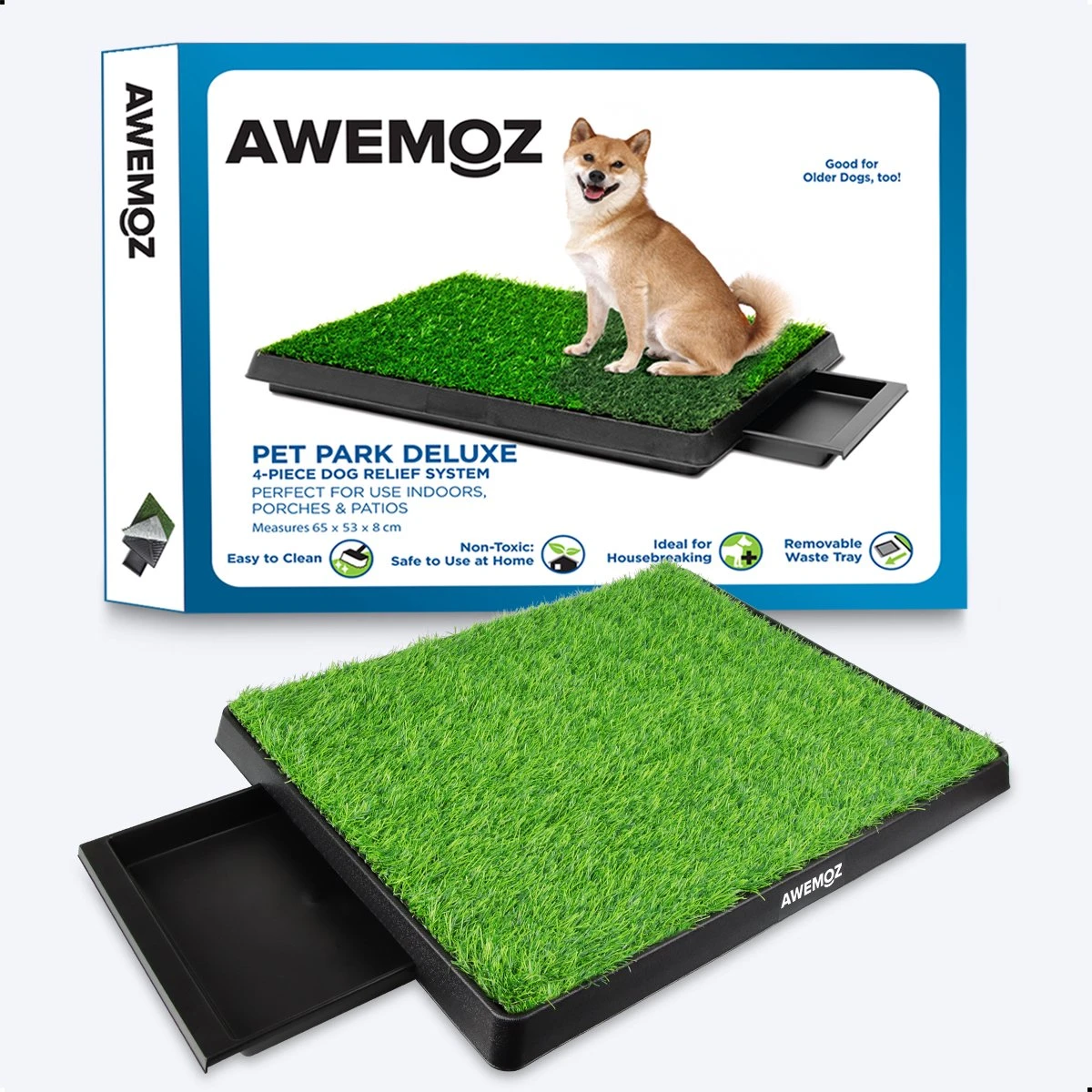 AWEMOZ Hondentoilet Kunstgras - Met 2 Matten En Opvangbak - 64x52x7,5cm - Puppy Pads - Zindelijkheidstraining Hond - Training Pads - Indoor / Outdoor Honden Toilet 11 AWEMOZ Hondentoilet Kunstgras - Met 2 Matten En Opvangbak - 64x52x7,5cm - Puppy Pads - Zindelijkheidstraining Hond - Training Pads - Indoor / Outdoor Honden Toilet - Afbeelding 9