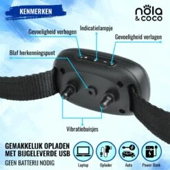 Nola & Coco® Oplaadbare Anti Blafband - 4 Kleuren - Zonder Schok - Waterdichte Diervriendelijke Blaf Halsband - Opvoedingshalsband - Voor Grote En Kleine Honden - Lichte Vibratie En Geluid - 3 Tot 60kg -Hondenartikelen Serie Winkel 1200x1200 1709