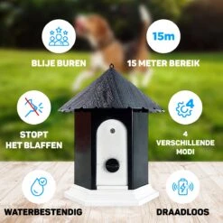 Vulpes Pets® Anti Blaf Apparaat Pro - Anti Blafband Voor Alle Honden - Luxe Hondentrainer - Diervriendelijk & Zonder Schok - Inclusief 9V Batterij - Waterbestendig - Ophangbaar - Instelbare Ultrasone Niveauregeling - 4 Standen -Hondenartikelen Serie Winkel 1200x1200 1759