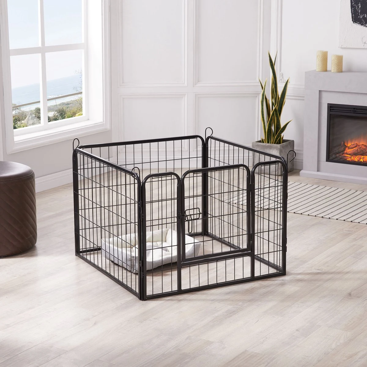 ACAZA Hondenren In 4 Panelen - Hondenkennel - Met Deur - 60 Cm Hoog - Zwart 6 ACAZA Hondenren In 4 Panelen - Hondenkennel - Met Deur - 60 Cm Hoog - Zwart - Afbeelding 4