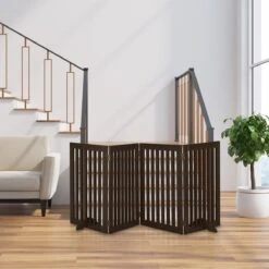 Relaxdays Veiligheidshekje Hout - 92 Cm Hoog - Kinderhek - Hondenhek - Inklapbaar - Bruin - 4 Panelen -Hondenartikelen Serie Winkel 1200x1200 1872