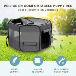 Puppyren - Hondenren - Opvouwbaar - Ook Geschikt Voor Katten En Knaagdieren - Maat M - Grijs - (ØxH) 91x52 Cm -Hondenartikelen Serie Winkel 1200x1200 1958