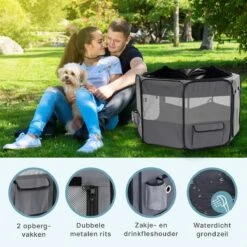 Puppyren - Hondenren - Opvouwbaar - Ook Geschikt Voor Katten En Knaagdieren - Maat M - Grijs - (ØxH) 91x52 Cm -Hondenartikelen Serie Winkel 1200x1200 1959