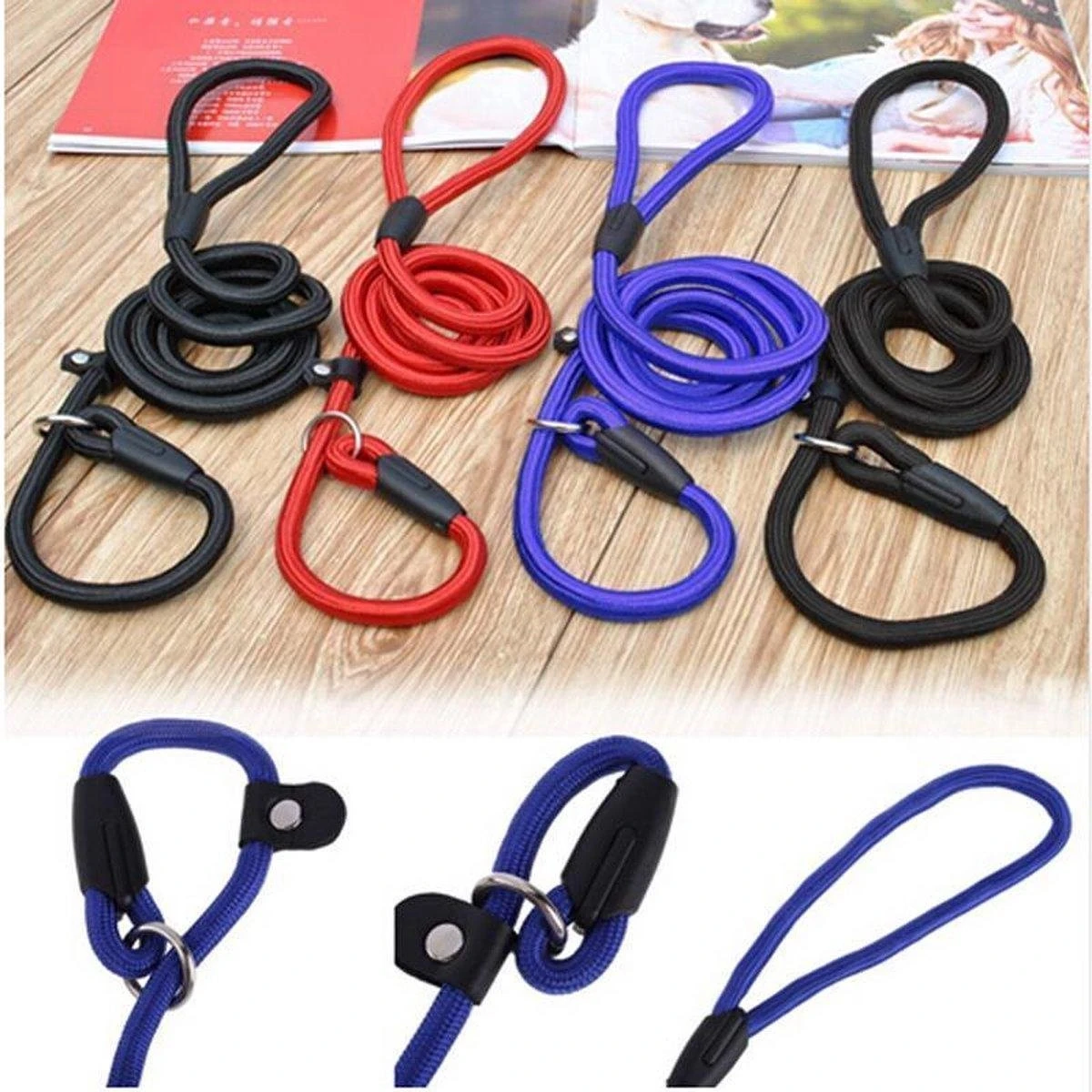 LOUZIR Cesar Millan Sliplijn -Nylon - Hondenriem -verstelbaar- Blauw - 130 Cm 3 LOUZIR Cesar Millan Sliplijn -Nylon - Hondenriem -verstelbaar- Blauw - 130 Cm