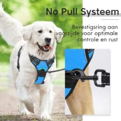 Sharon B - Hondentuigje - Voor Middelgrote Honden - Blauw - Maat M - No Pull Harnas - Anti Trek - Reflecterend - Hoeft Niet Over Het Hoofd Aangetrokken Te Worden -Hondenartikelen Serie Winkel 1200x1200 2148