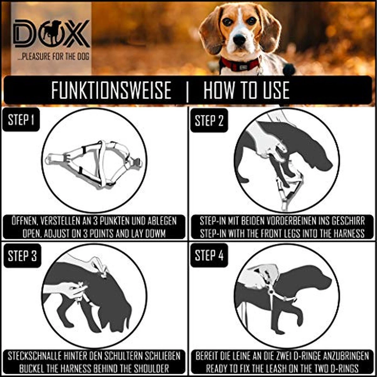 DDOXX Borstharnas Air Mesh, Step-In, Reflecterend | Vele Kleuren | Voor Kleine, Middelgrote En Middelgrote Honden | Hondenharnas Hond Kat Puppy | Kattenharnas Puppy Harnas | Zwart, M 9 DDOXX Borstharnas Air Mesh, Step-In, Reflecterend | Vele Kleuren | Voor Kleine, Middelgrote En Middelgrote Honden | Hondenharnas Hond Kat Puppy | Kattenharnas Puppy Harnas | Zwart, M - Afbeelding 7