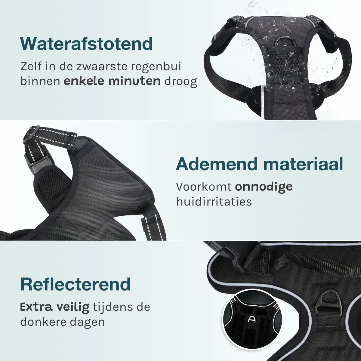 Hondentuigje Medium – Hondenharnas - Anti Trek Tuig Hond – Y Tuig – Reflecterend – Zwart – Maat M 5 Hondentuigje Medium – Hondenharnas - Anti Trek Tuig Hond – Y Tuig – Reflecterend – Zwart – Maat M - Afbeelding 3
