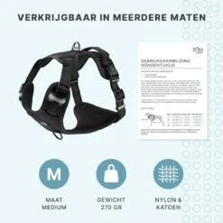 Hondentuigje - Anti-Trek Tuig - Hondenharnas - Y Tuig Hond - Reflecterend - Zwart - Maat M -Hondenartikelen Serie Winkel 1200x1200 2216