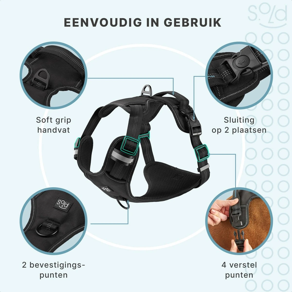 Hondentuigje - Anti-Trek Tuig - Hondenharnas - Y Tuig Hond - Reflecterend - Zwart - Maat S 4 Hondentuigje - Anti-Trek Tuig - Hondenharnas - Y Tuig Hond - Reflecterend - Zwart - Maat S - Afbeelding 2