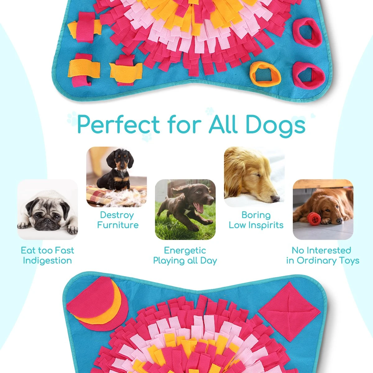 Nobleza Snuffelmat - Speelmat - Hondenspeelgoed - Fleece - Snackmat - 70 X 70 Cm 8 Nobleza Snuffelmat - Speelmat - Hondenspeelgoed - Fleece - Snackmat - 70 X 70 Cm - Afbeelding 6