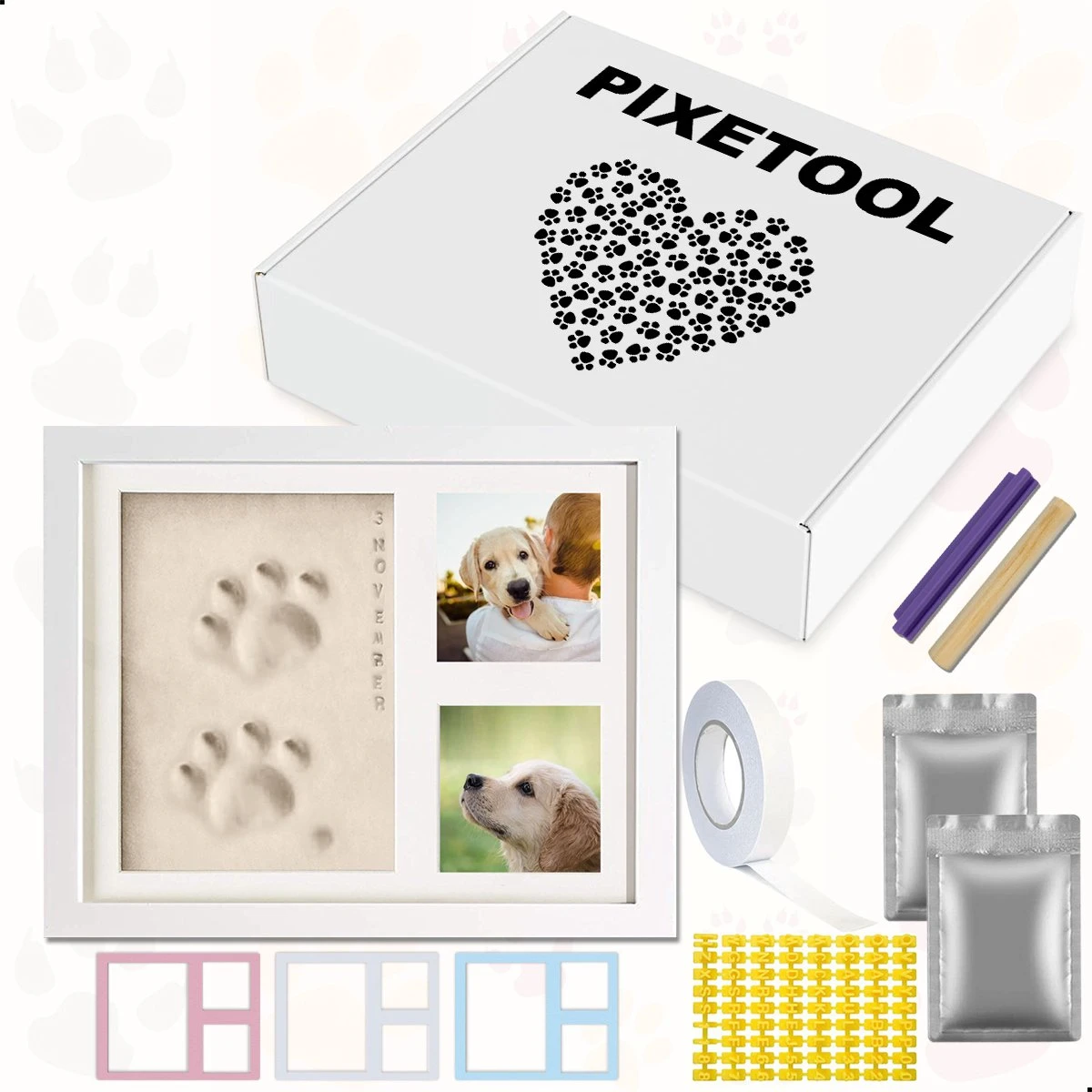 PIXETOOL Fotolijst Kleiafdruk - Gipsafdruk - Pootafdruk Hond - Puppy Speelgoed - Cadeau Voor Man - Cadeau Voor Vrouw - 3D Collage - 54 Extra Letters 8 PIXETOOL Fotolijst Kleiafdruk - Gipsafdruk - Pootafdruk Hond - Puppy Speelgoed - Cadeau Voor Man - Cadeau Voor Vrouw - 3D Collage - 54 Extra Letters - Afbeelding 6