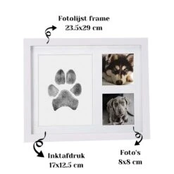 NOVOB® Fotolijst Met Inktafdruk - Pootafdruk Hond - Contactloos - Paw Print - Hondenspeelgoed - Afdruk Huisdier - Cadeau - 23.5 X 29 Cm | Wit -Hondenartikelen Serie Winkel 1200x1200 2394