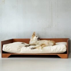 STUDIO ANIMAUX Hondenmand Met Katoenen Kussen (maat L) | 119 X 76,5 Cm | Hondenbed | Hondensofa | Hondenbank | Hout | Bruin -Hondenartikelen Serie Winkel 1200x1200 241