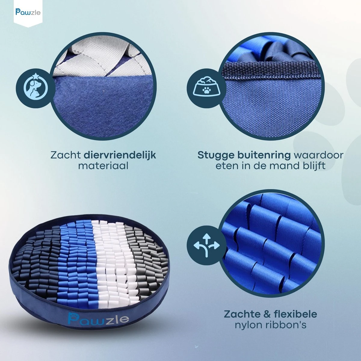 Pawzle Snuffelmat Hond - Likmat - Anti Schrokbak - Honden Speelgoed Intelligentie - Puppy - Inclusief Speelbal - 50x50cm - Blauw 5 Pawzle Snuffelmat Hond - Likmat - Anti Schrokbak - Honden Speelgoed Intelligentie - Puppy - Inclusief Speelbal - 50x50cm - Blauw - Afbeelding 3