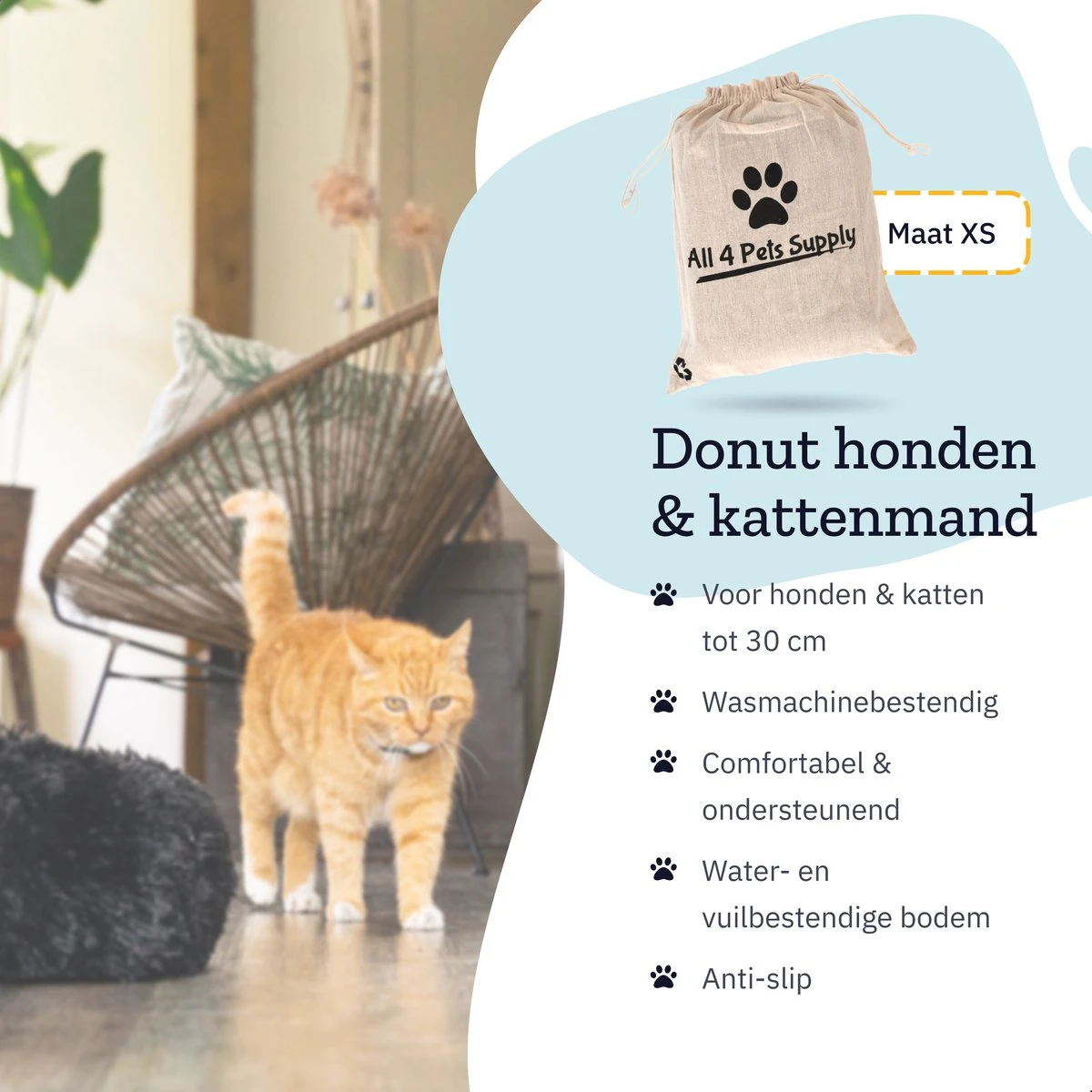 All 4 Pets Supply® Hondenmand Donut - Kattenmand - Maat XS - Geschikt Voor Honden/katten Tot 30 Cm - Hondenkussen - Zwart 8 All 4 Pets Supply® Hondenmand Donut - Kattenmand - Maat XS - Geschikt Voor Honden/katten Tot 30 Cm - Hondenkussen - Zwart - Afbeelding 6