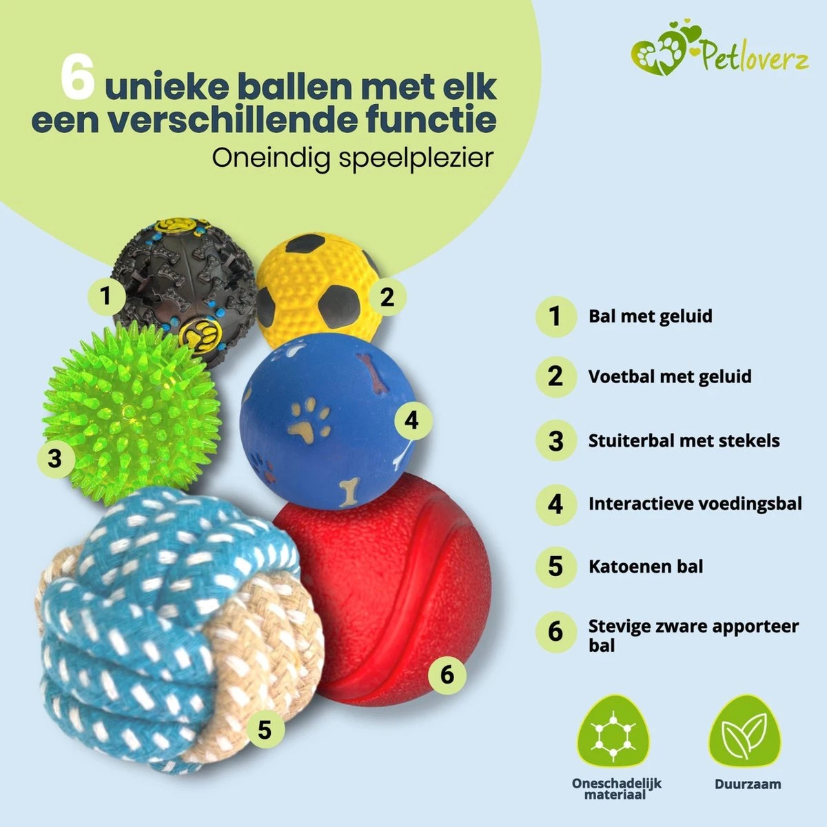 Petloverz Ballen Set - Honden Speelgoed - Intelligentie - Ballen - 6 Stuks 7 Petloverz Ballen Set - Honden Speelgoed - Intelligentie - Ballen - 6 Stuks - Afbeelding 5