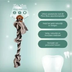 Floss Boss Flostouw – Zeer Stevig En Veilig Hondenspeelgoed – Hondentouw Van Gerecycled Katoen – Grijs Trektouw – 55cm – 325g – 3 Knopen -Hondenartikelen Serie Winkel 1200x1200 2776