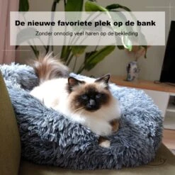 Hondenmand Donut – 60 Cm - Honden Mand – Pluche – Fluffy – Extra Zacht - Hondenkussen – Kattenkussen – Bed - Wasbaar Met Rits – Hondenmanden – Rond – Bank – Grijs - Qwality -Hondenartikelen Serie Winkel 1200x1200 363