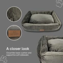 Topmast Soft Velours - Hondenmand - 75 X 58 Cm - L - Grijs - Hondenbed - Hondenkussen - Luxe Hondenmanden - Machinewasbaar Binnenkussen -Hondenartikelen Serie Winkel 1200x1200 595