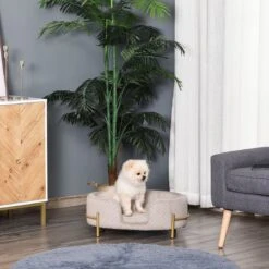 PawHut Huisdierenbank Hondenbank Kattenbank Zacht Rugleuning Metalen Poten Grijs D04-166 -Hondenartikelen Serie Winkel 1200x1200 597