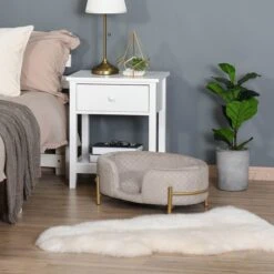 PawHut Huisdierenbank Hondenbank Kattenbank Zacht Rugleuning Metalen Poten Grijs D04-166 -Hondenartikelen Serie Winkel 1200x1200 600