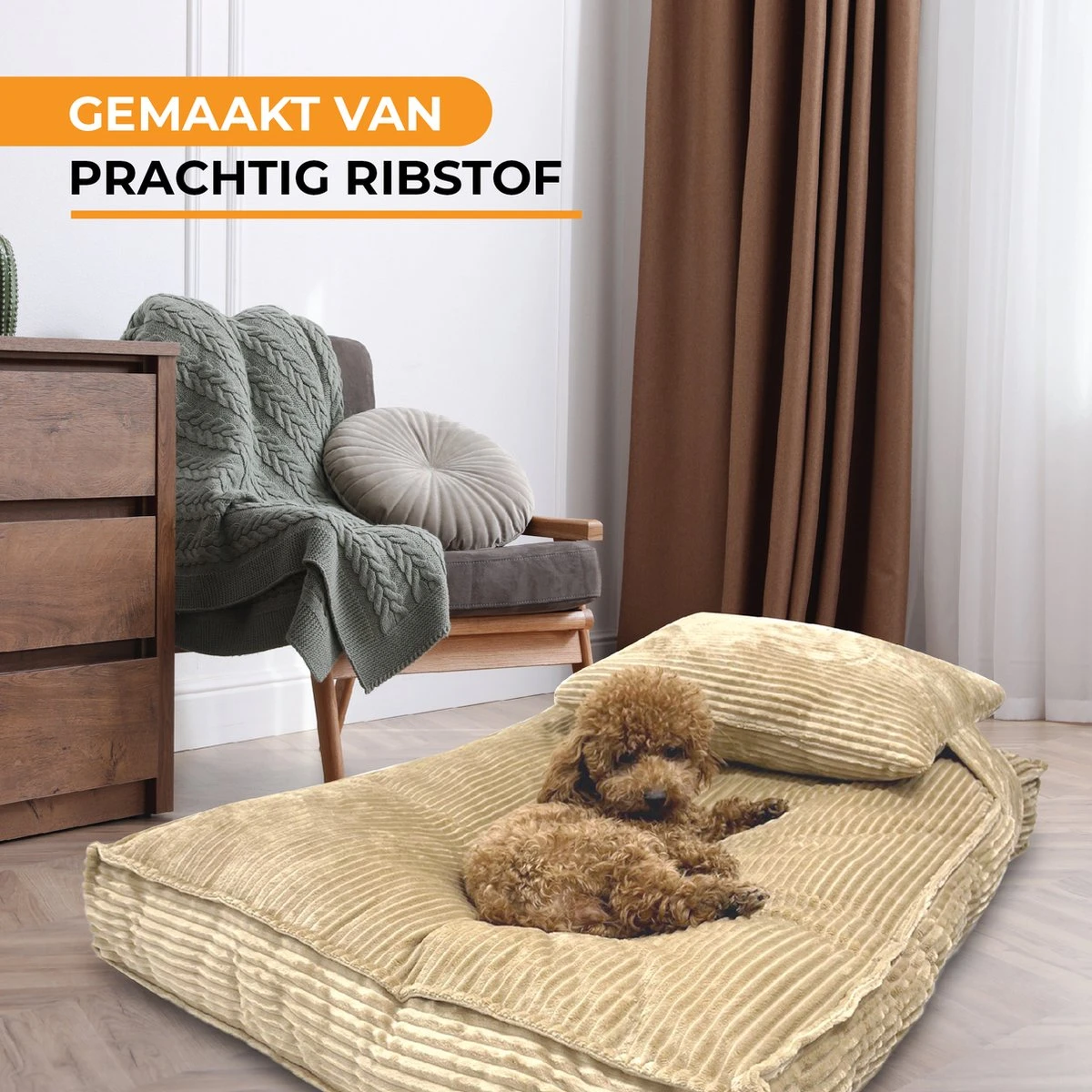 Orthopedisch Hondenkussen Grijs - Hondenmand Ribstof Premium L - Luxe Hondenbed 100x70cm - Grijs Tot 40 KG 5 Orthopedisch Hondenkussen Grijs - Hondenmand Ribstof Premium L - Luxe Hondenbed 100x70cm - Grijs Tot 40 KG - Afbeelding 3