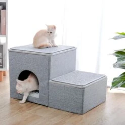 2-in-1 Hondenhuis & Hondentrap - Voor Binnen - Huisdieren Huisje - Hondenmand - Kattenmand - 67.5x40x37.5 Cm - Grijs -Hondenartikelen Serie Winkel 1200x1200 797
