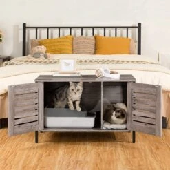 Houten Kattenhuis - Kattenkast Voor Binnen & Buiten - Kattenhok - Kattenhuisje Hout Met Deur En Gat - Hondenhok Voor Kleine Honden - 80 X 45 X 50.5 Cm -Hondenartikelen Serie Winkel 1200x1200 799