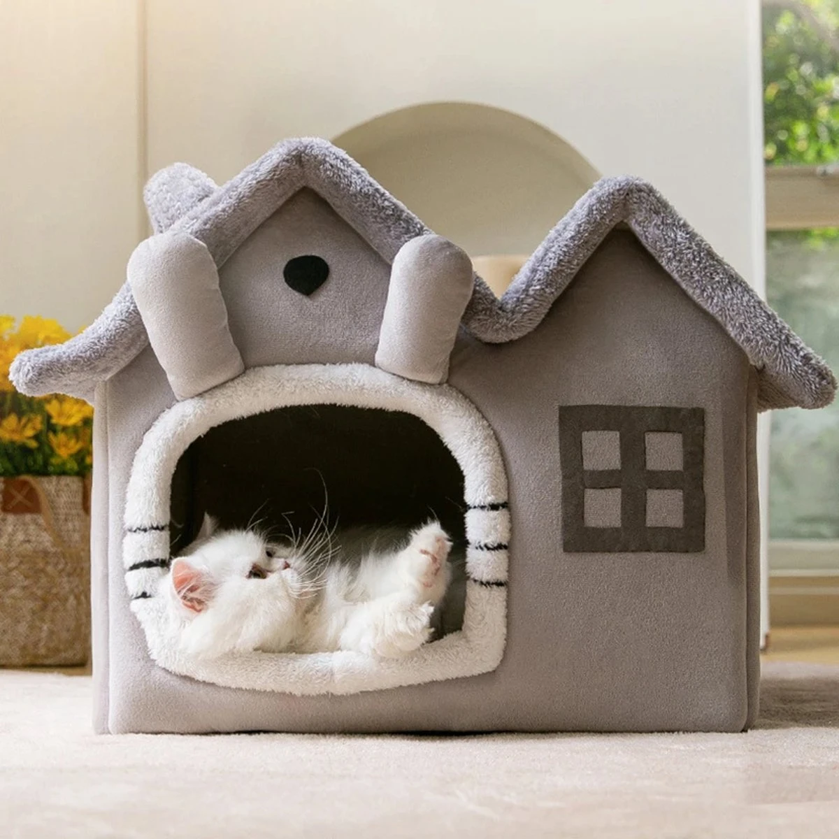 CAT Kattenmand Kattenhuis Maat M - Lekker Slapen Bed Hond Katten Huis Verwijderbare Kussen Ingesloten Pet Bed Voor Kat Kittens Puppy Pet Kat Accessoires 3 CAT Kattenmand Kattenhuis Maat M - Lekker Slapen Bed Hond Katten Huis Verwijderbare Kussen Ingesloten Pet Bed Voor Kat Kittens Puppy Pet Kat Accessoires