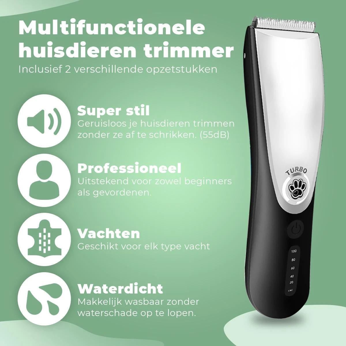 Essential Goods Professionele Hondentondeuse – Hondentrimmer - Draadloos – Opzet Kammen – Dik/Dunne Vacht - Honden/Katten - Zwart/Zilver 5 Essential Goods Professionele Hondentondeuse – Hondentrimmer - Draadloos – Opzet Kammen – Dik/Dunne Vacht - Honden/Katten - Zwart/Zilver - Afbeelding 3