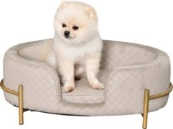 PawHut Huisdierenbank Hondenbank Kattenbank Zacht Rugleuning Metalen Poten Grijs D04-166 -Hondenartikelen Serie Winkel 1200x895 1