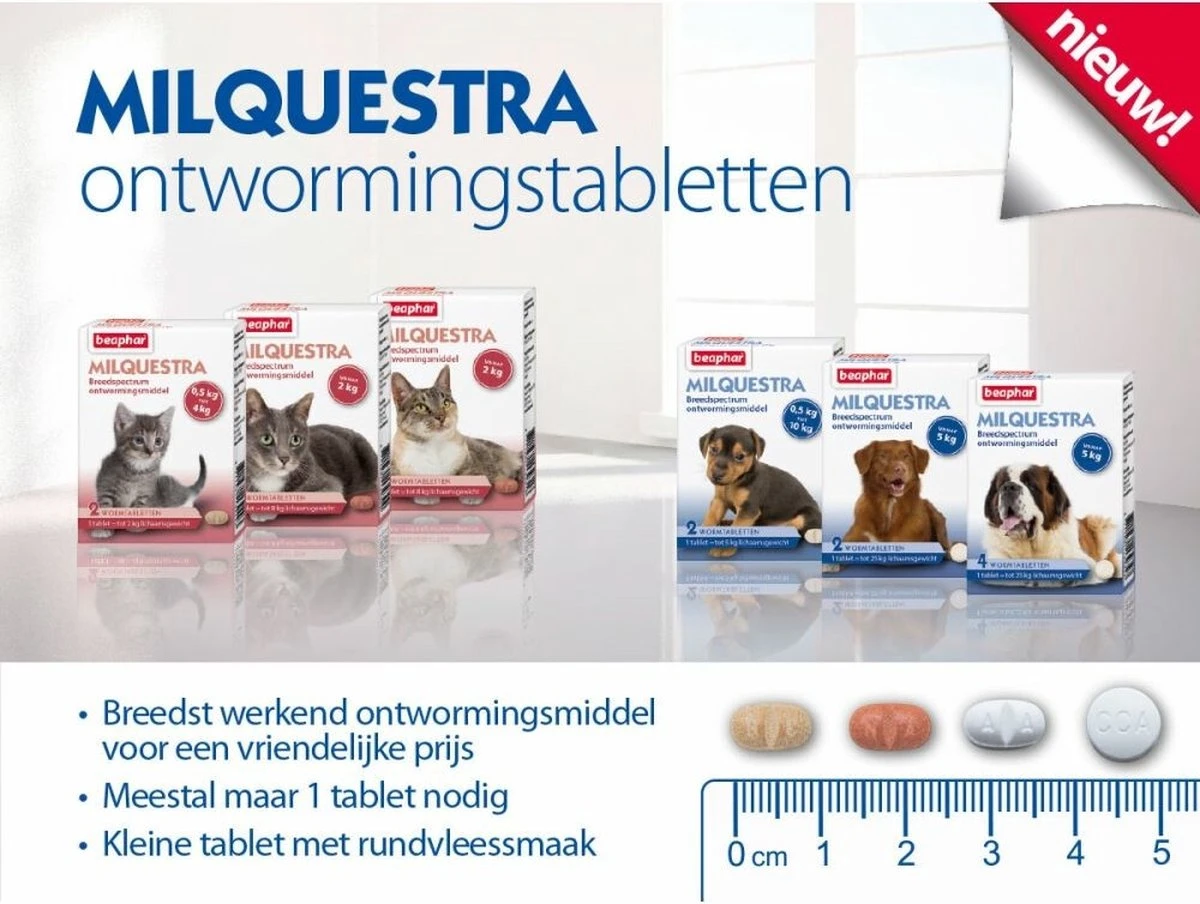 Beaphar Milquestra Ontworming Tabletten Hond 5-50kg 2 Tabletten 5 Beaphar Milquestra Ontworming Tabletten Hond 5-50kg 2 Tabletten - Afbeelding 3