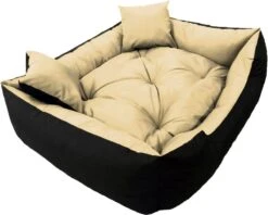 Ecco - Honden- En Kattenbed Met Kussen | Binnenmaat: 130x100 / Buitenmaat: 145x115cm - Beige / Zwart -Hondenartikelen Serie Winkel 1200x961