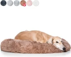 Snoozle Donut Hondenmand - Zacht En Luxe Hondenkussen - Wasbaar - Fluffy - Hondenmanden - 100cm - XXL - Dark Coffee