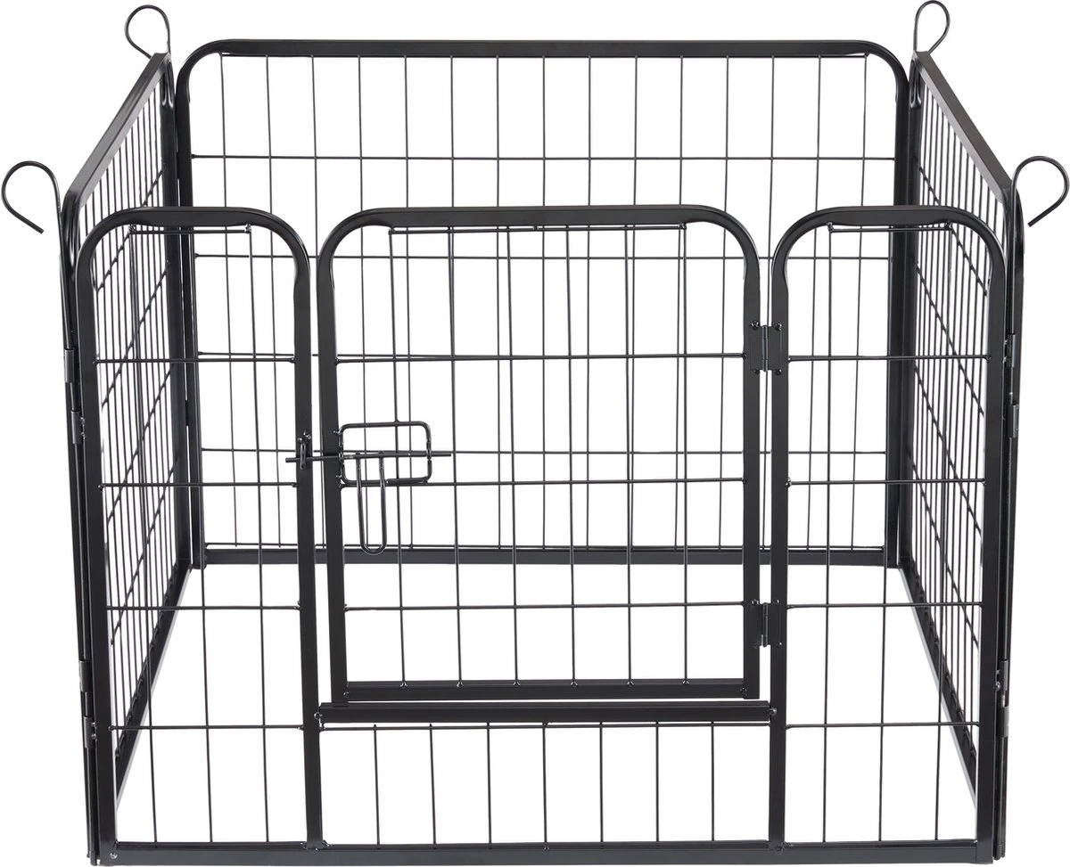 ACAZA Hondenren In 4 Panelen - Hondenkennel - Met Deur - 60 Cm Hoog - Zwart 10 ACAZA Hondenren In 4 Panelen - Hondenkennel - Met Deur - 60 Cm Hoog - Zwart - Afbeelding 8